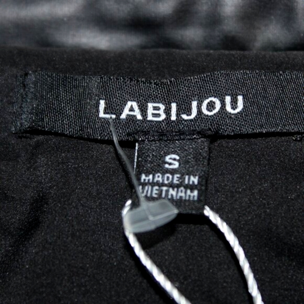 Labijou Shiny Cropped Puffer Jacket Black Small - Picture 6 of 6